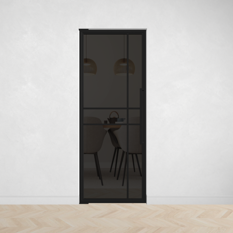 Outlet: Taatsdeur 6 vaks modern met zwart gerookt glas 2292 x 897 mm